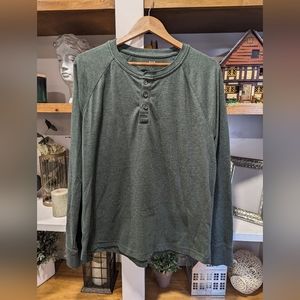 GAP Men's Long Sleeve Henley T-shirt in Forest Green Size XL